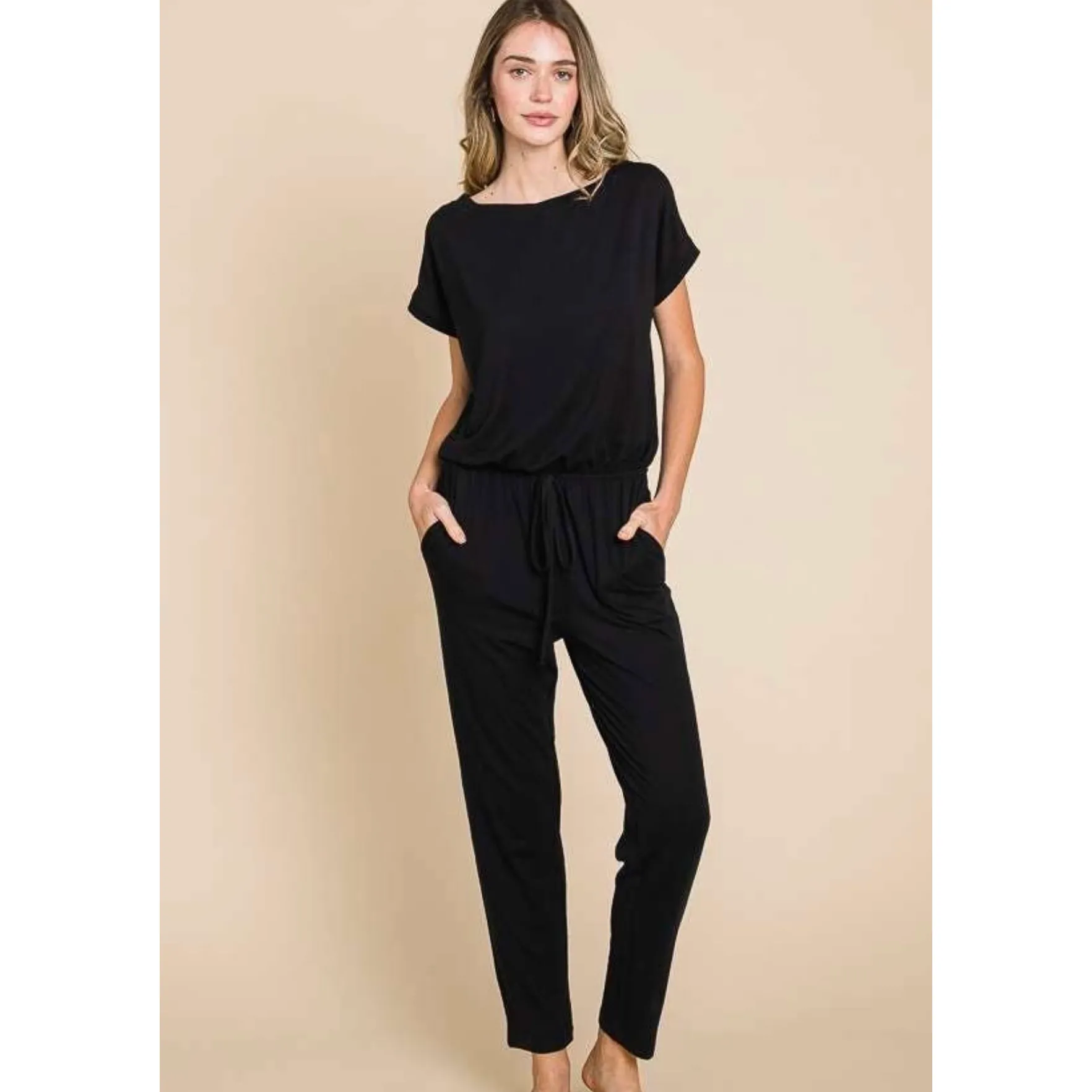 Jersey Off Shoulder Jumpsuit