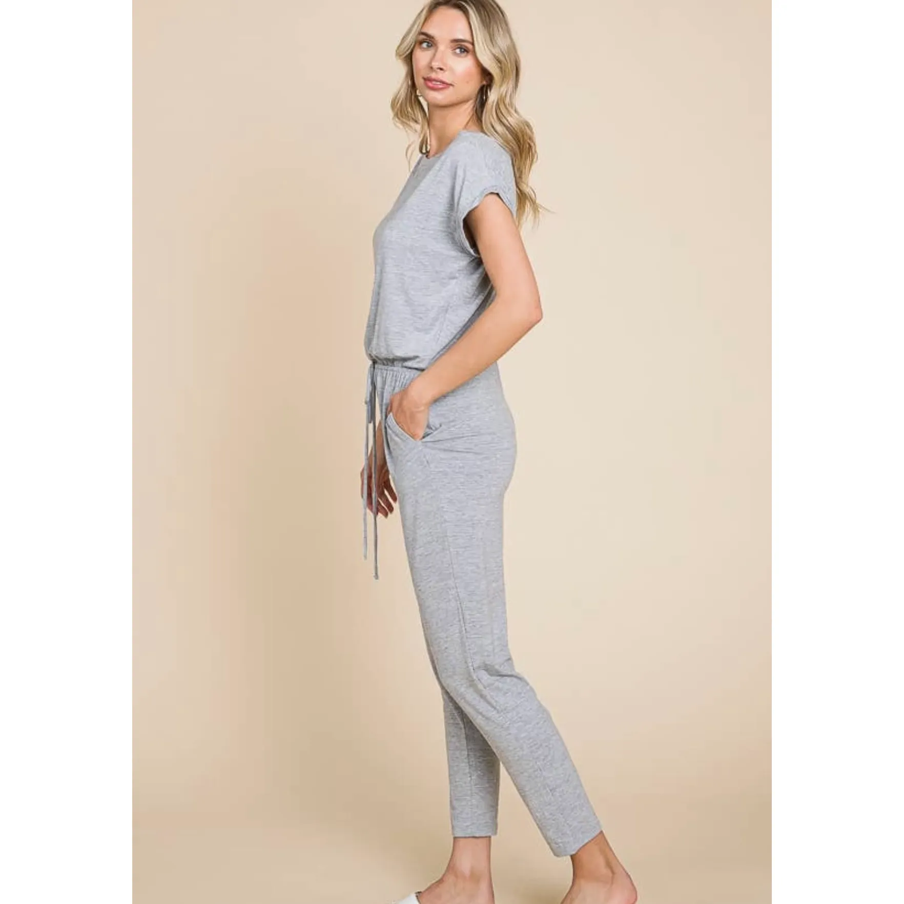 Jersey Off Shoulder Jumpsuit