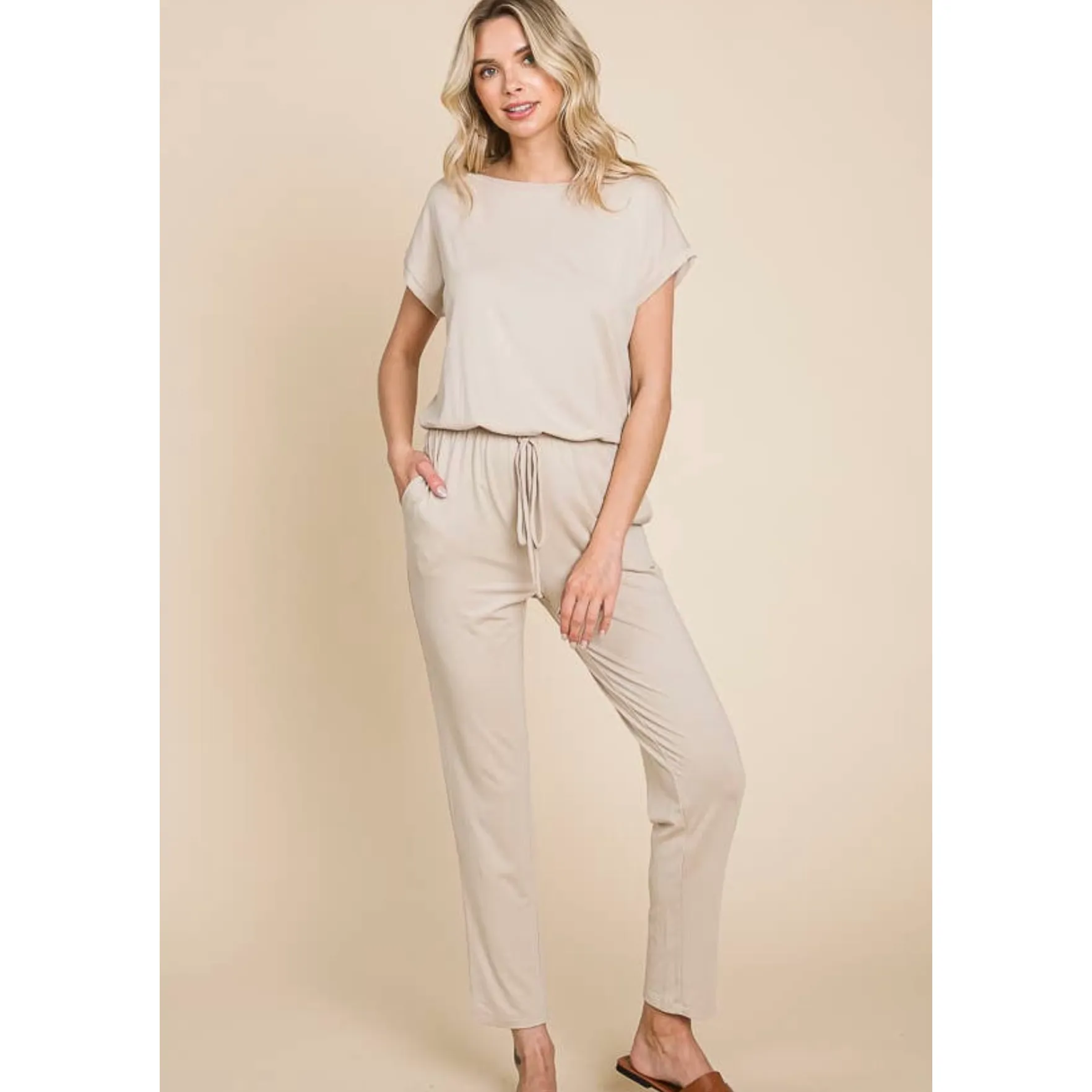 Jersey Off Shoulder Jumpsuit