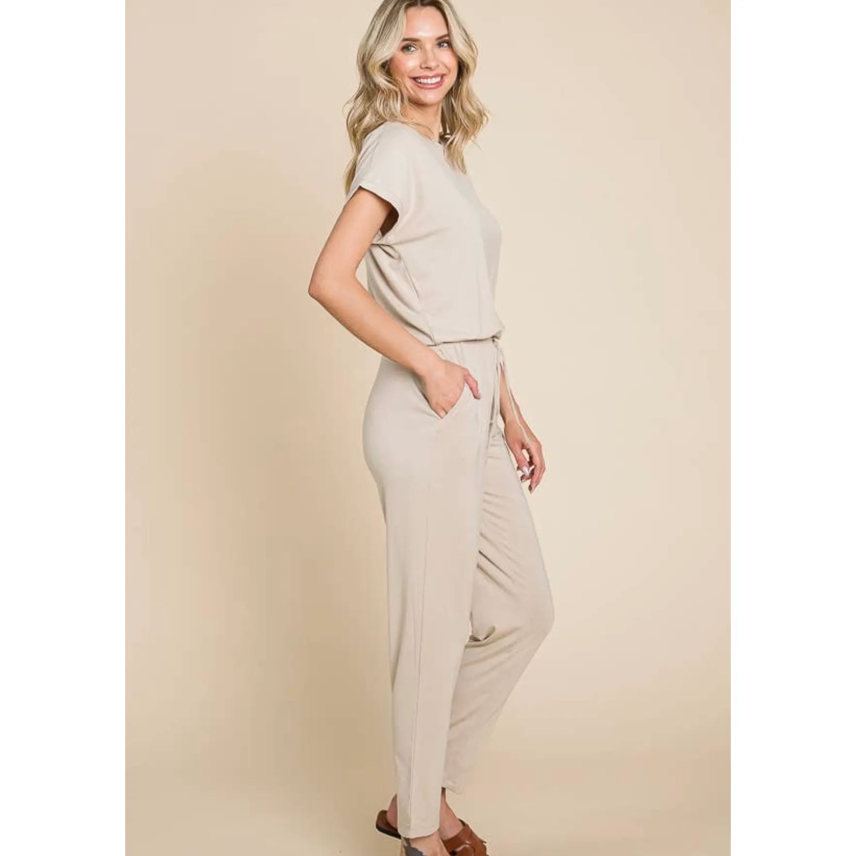 Jersey Off Shoulder Jumpsuit