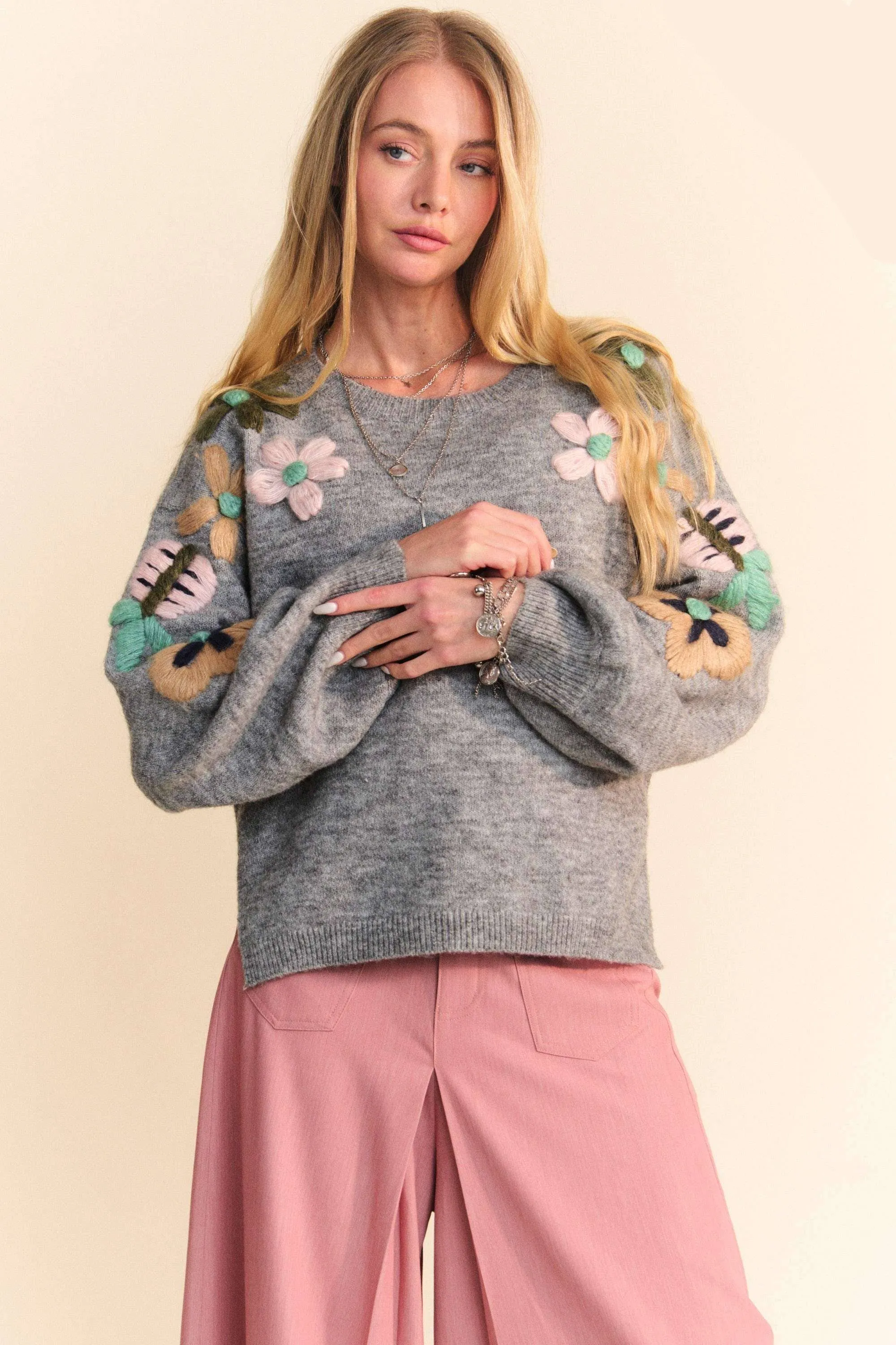 Plus Exclusive | Floral Embroidered Sweater