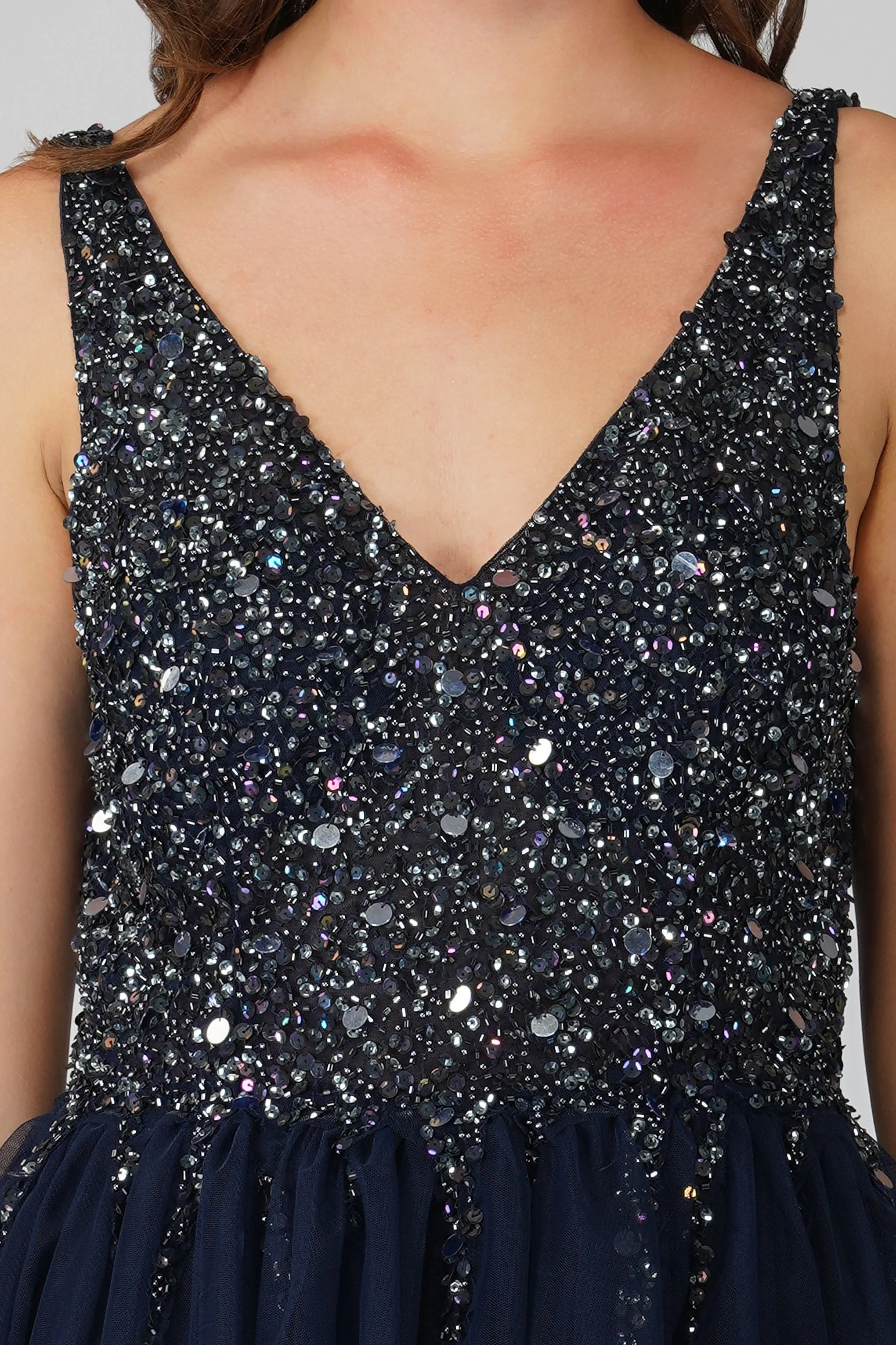 Symphony Dark Blue Embellished Mini Dress