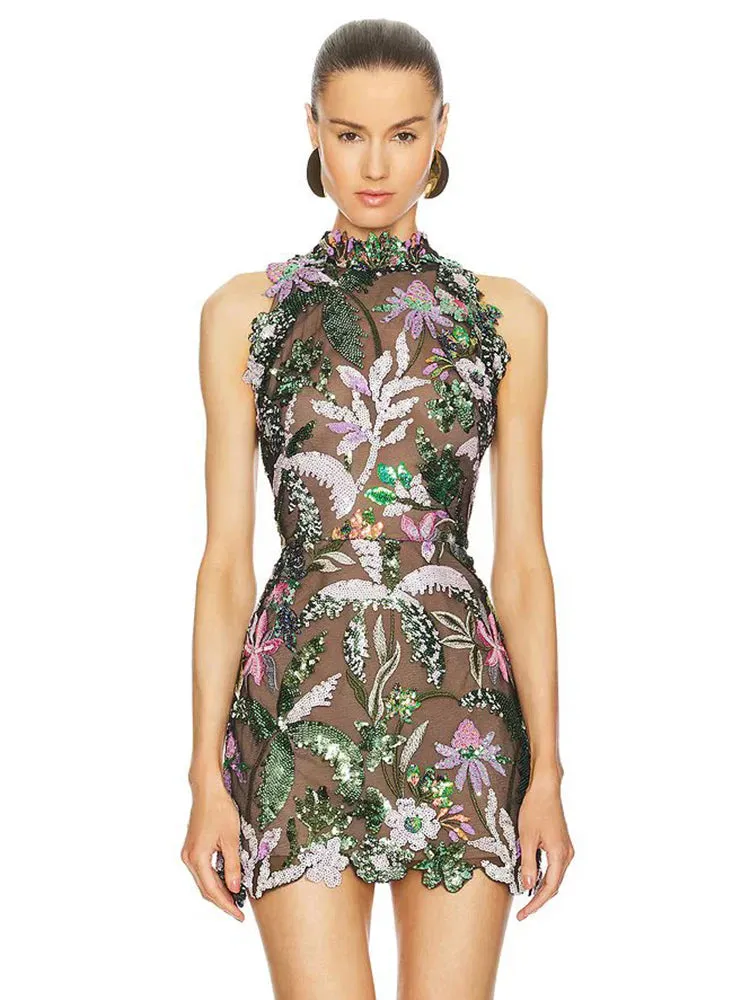 Trend4us Women's Floral Embroidered Lace Cocktail Mini Dress