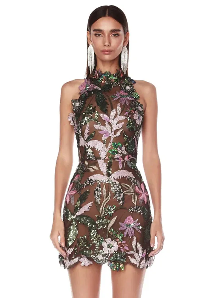 Trend4us Women's Floral Embroidered Lace Cocktail Mini Dress