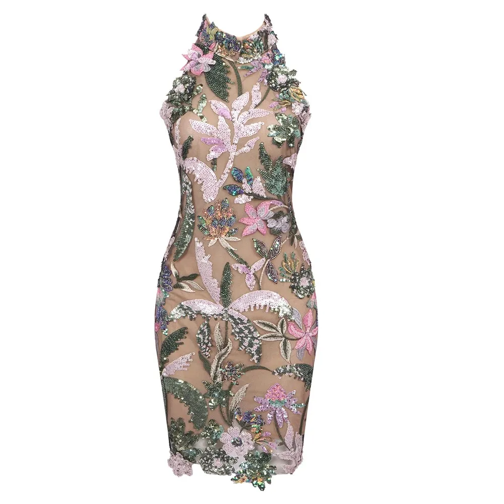 Trend4us Women's Floral Embroidered Lace Cocktail Mini Dress
