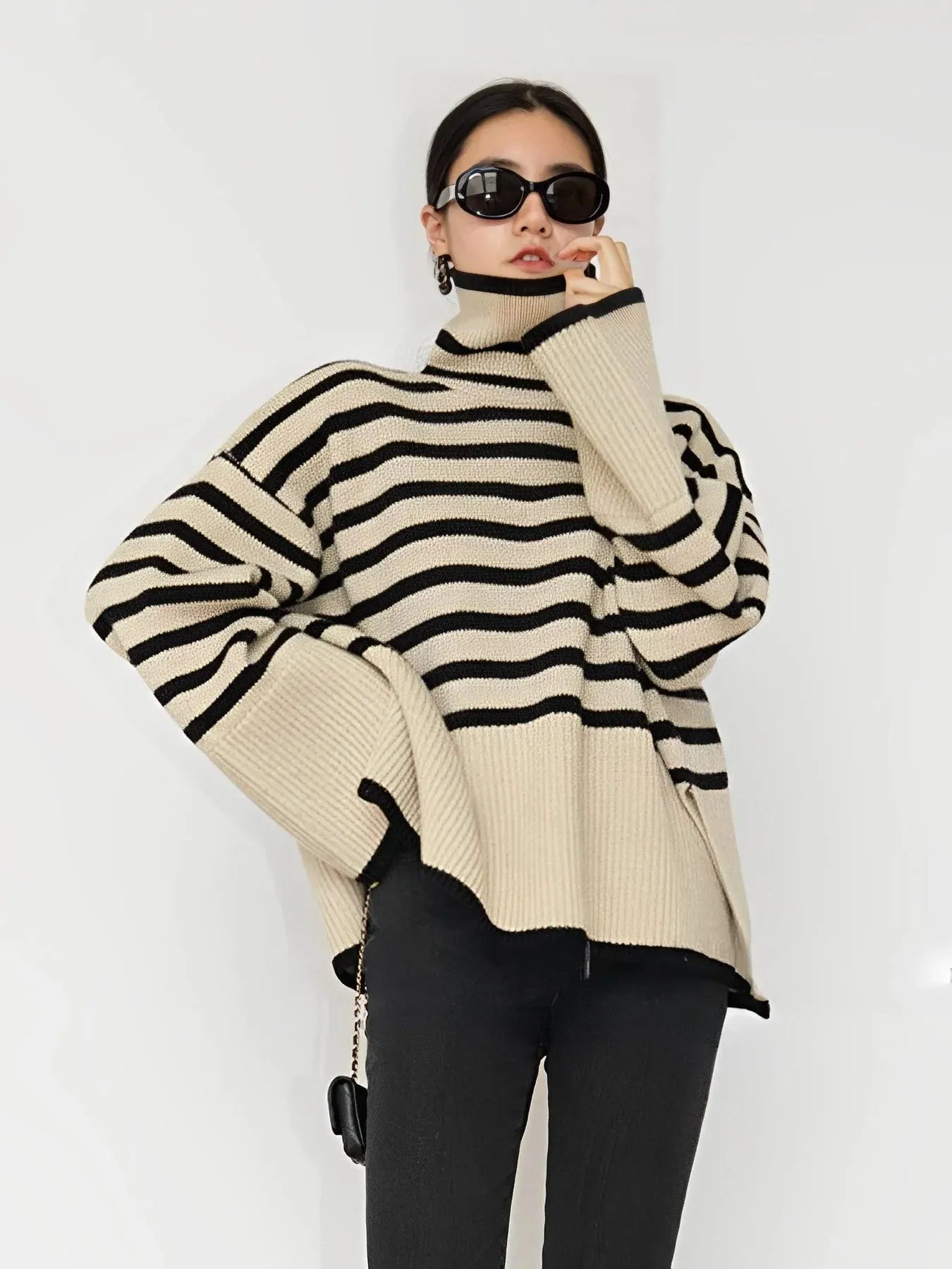 Women's Comfortable Loose Striped Knit Pullover | Ideal for Autumn/Winter